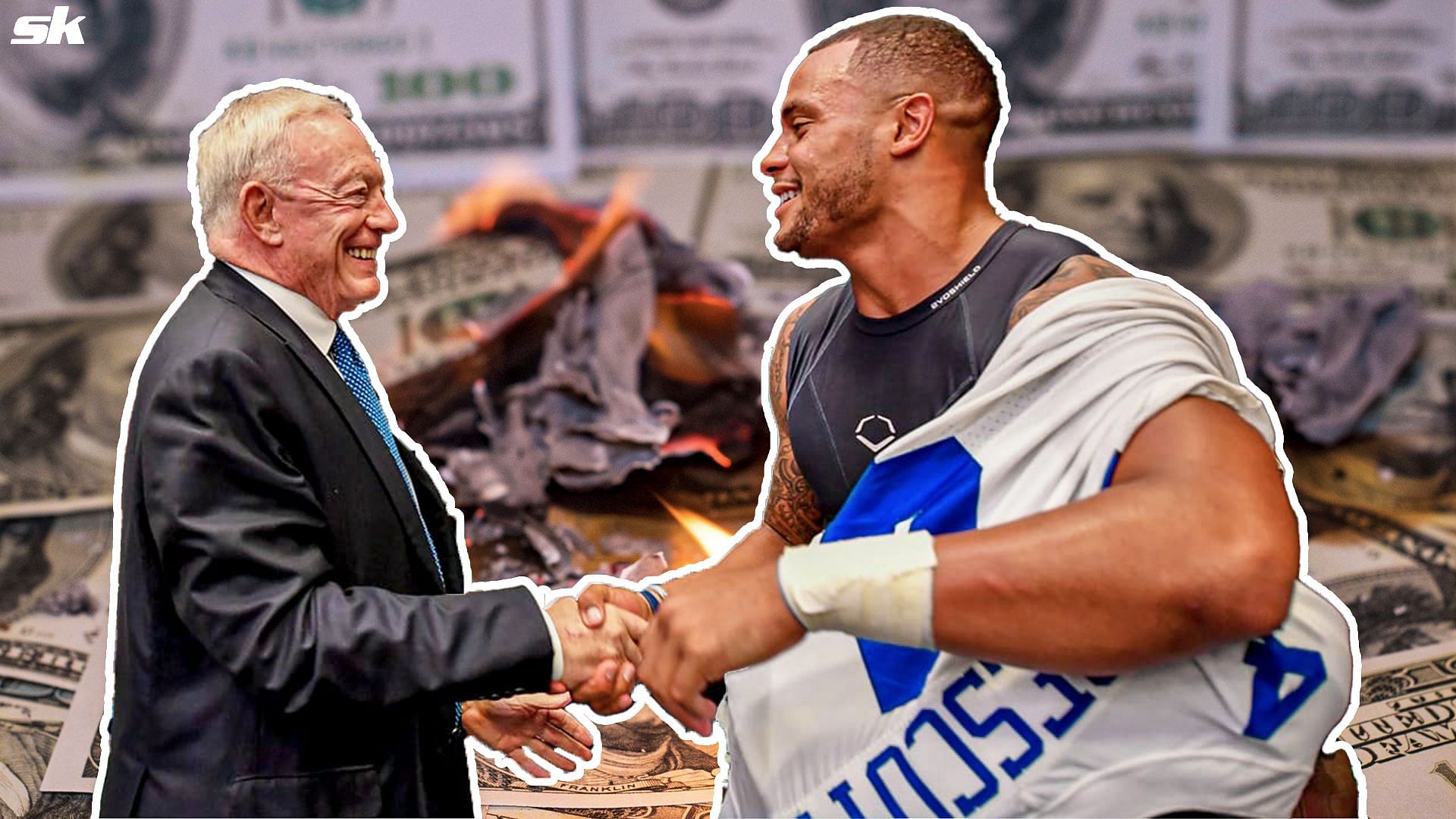 Dallas Cowboys owner Jerry Jones and QB Dak Prescott