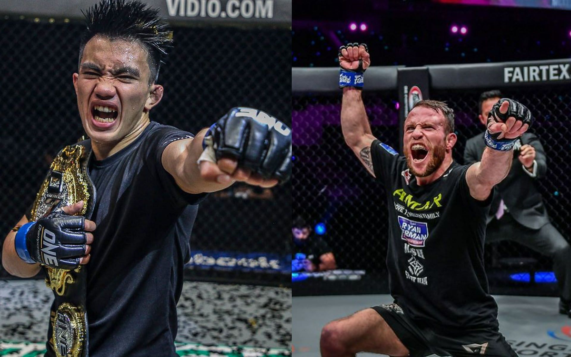 Joshua Pacio (Left) reminds Jarred Brooks (Right) who the king of the division is. | [Photos: ONE Championship]
