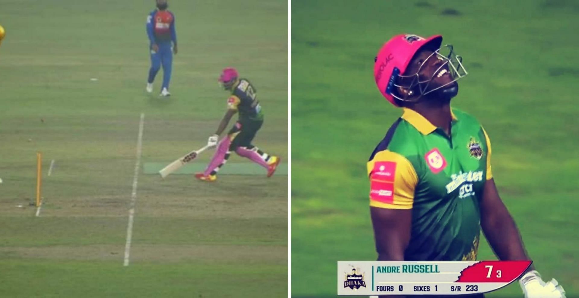 Andre Russell got run out in the unluckiest manner in BPL 2022