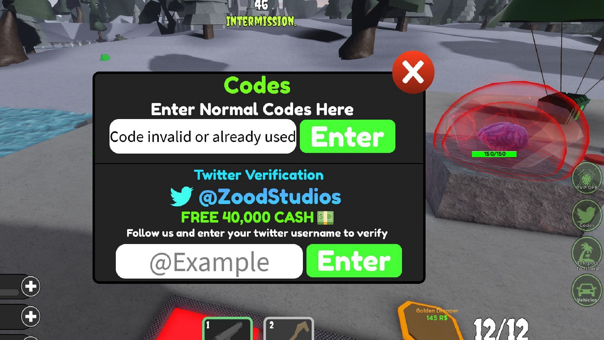 Redeeming in-game codes for rewards (Image via Sportskeeda)