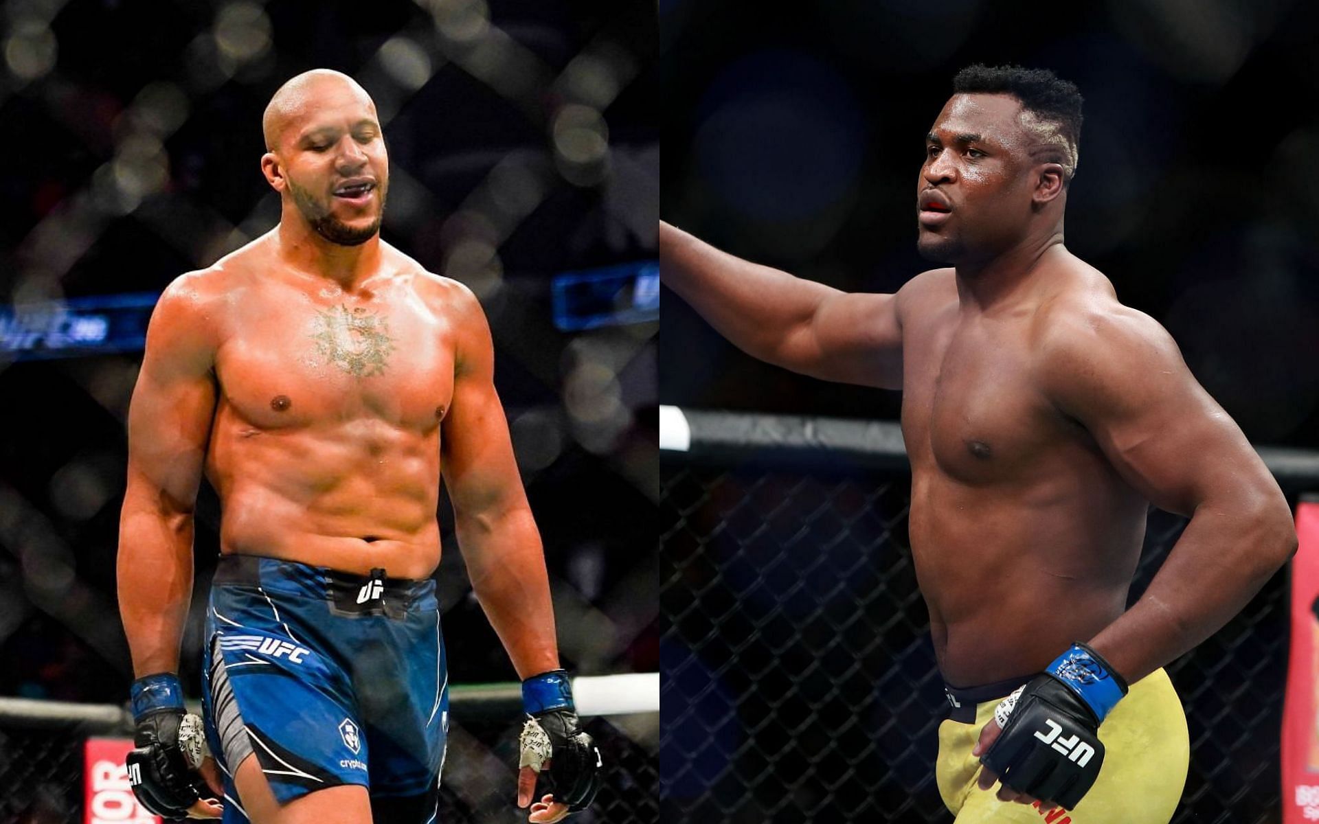 Ciryl Gane (left) &amp; Francis Ngannou (right)