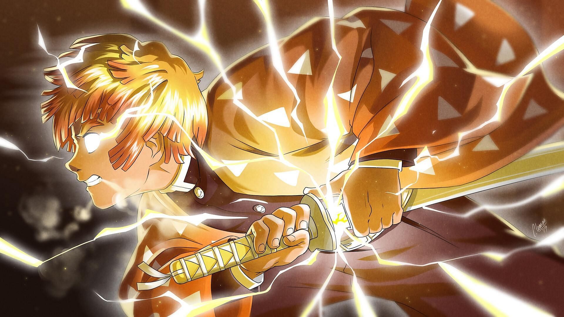 Zenitsu going through his Thunder Breathing technique (Image via Ufotable)