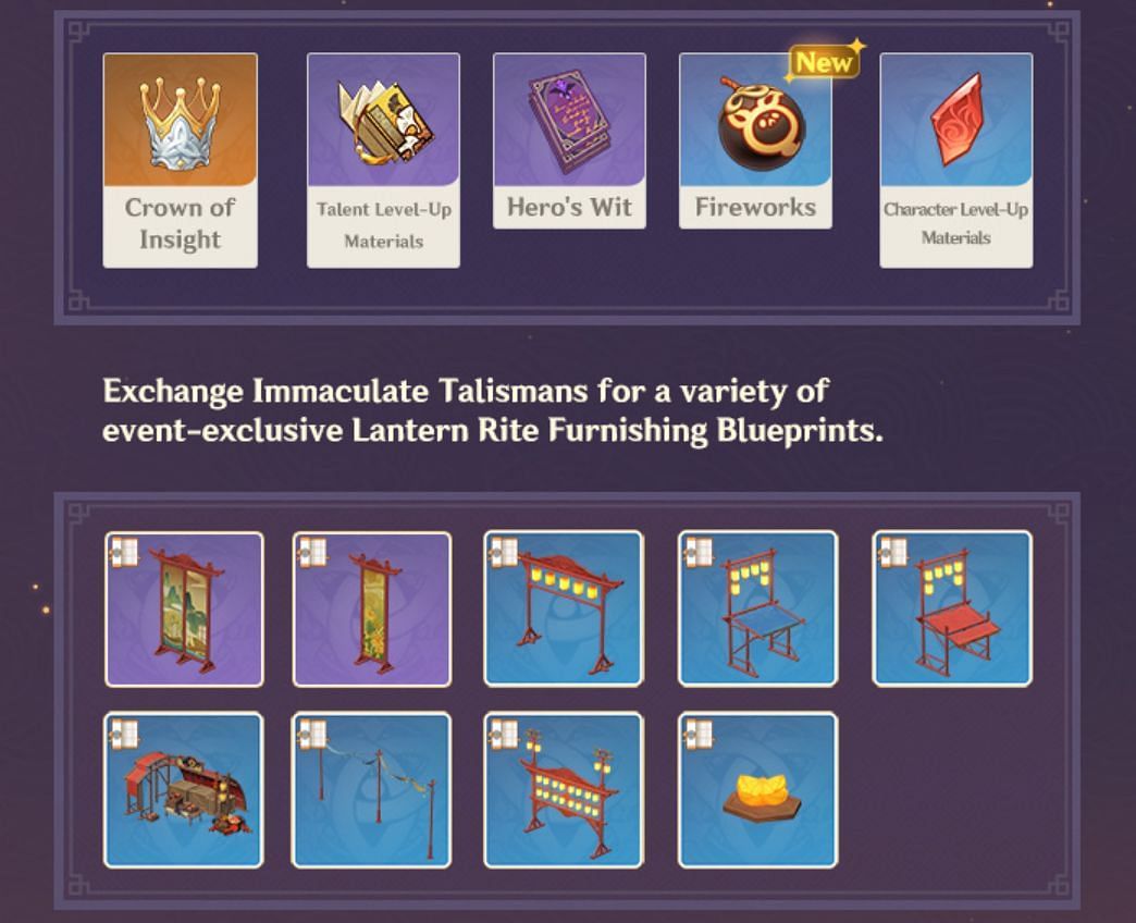Exchange Talismans in the Event Shop for rewards (Image via Genshin Impact)