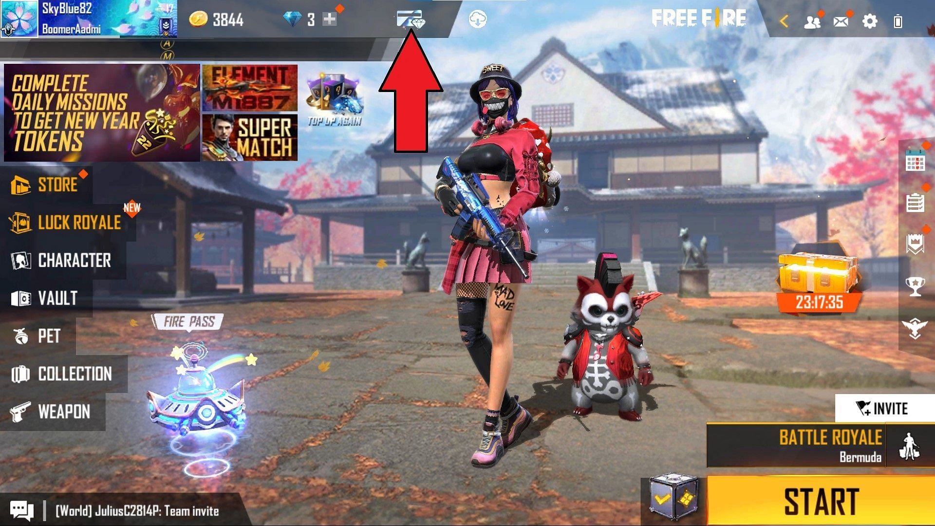 Users must tap on the &#039;Membership&#039; icon (Image via Free Fire)