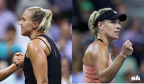 Kaia Kanepi (L) and Angelique Kerber (R)