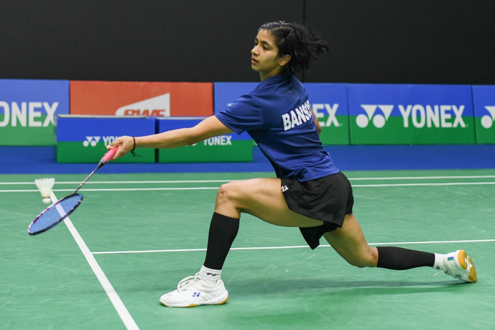 Malvika Bansod in action at the India Open. (PC: BAI)