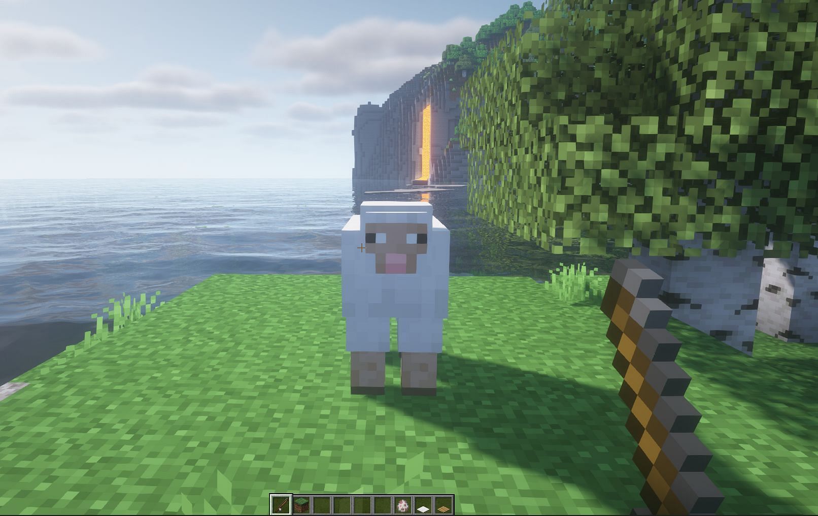 خطاف صيد عالق في خروف (الصورة من Minecraft)