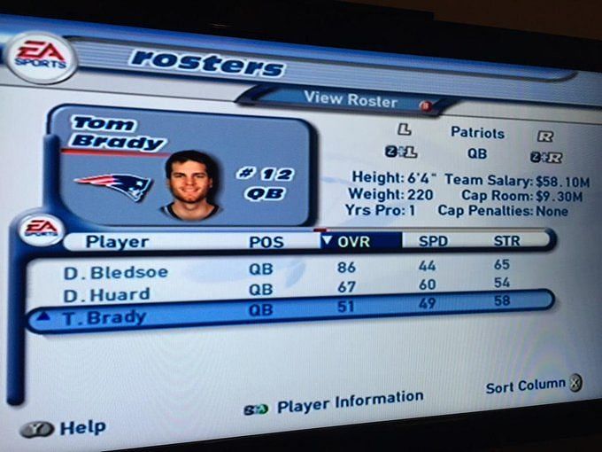 TodayInSports on X: Tom Brady in Madden 2001 vs Today