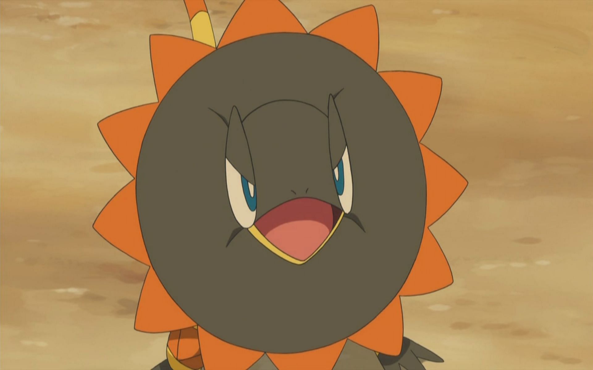 Heliolisk ma czarną falbankę otoczoną pomarańczowymi nitami (Zdjęcie za pośrednictwem The Pokemon Company)
