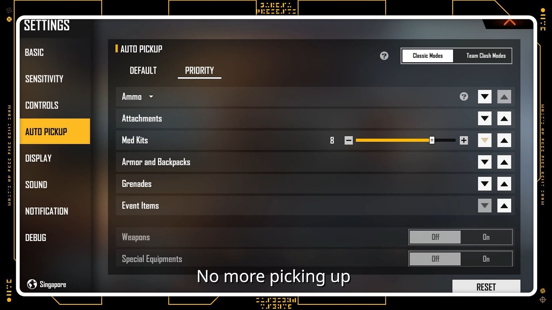 Changes in the settings (Image via Free Fire / YouTube)