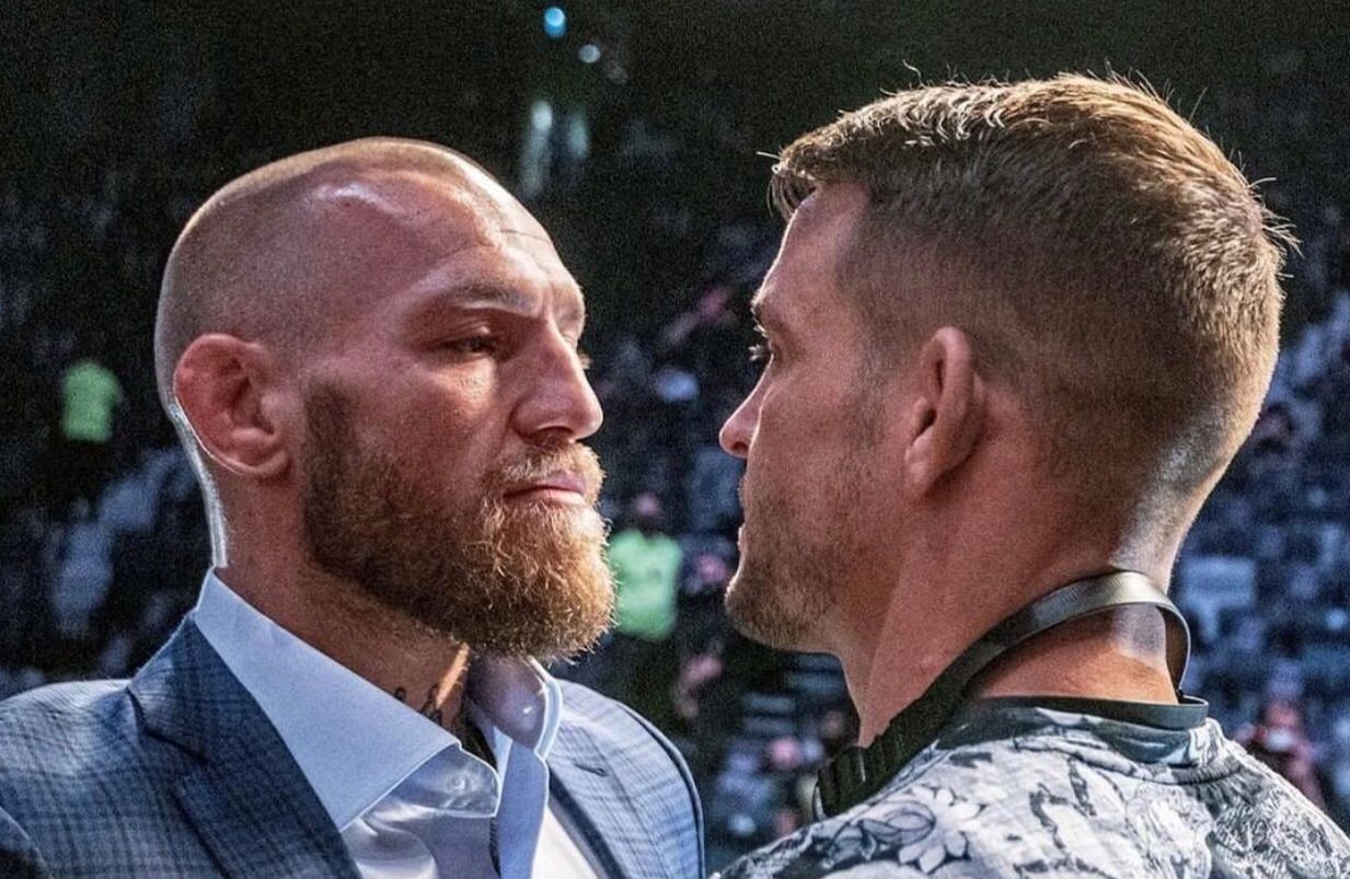 Conor McGregor (left) and Dustin Poirier (right) [Image courtesy of @UFCEurope on Twitter]