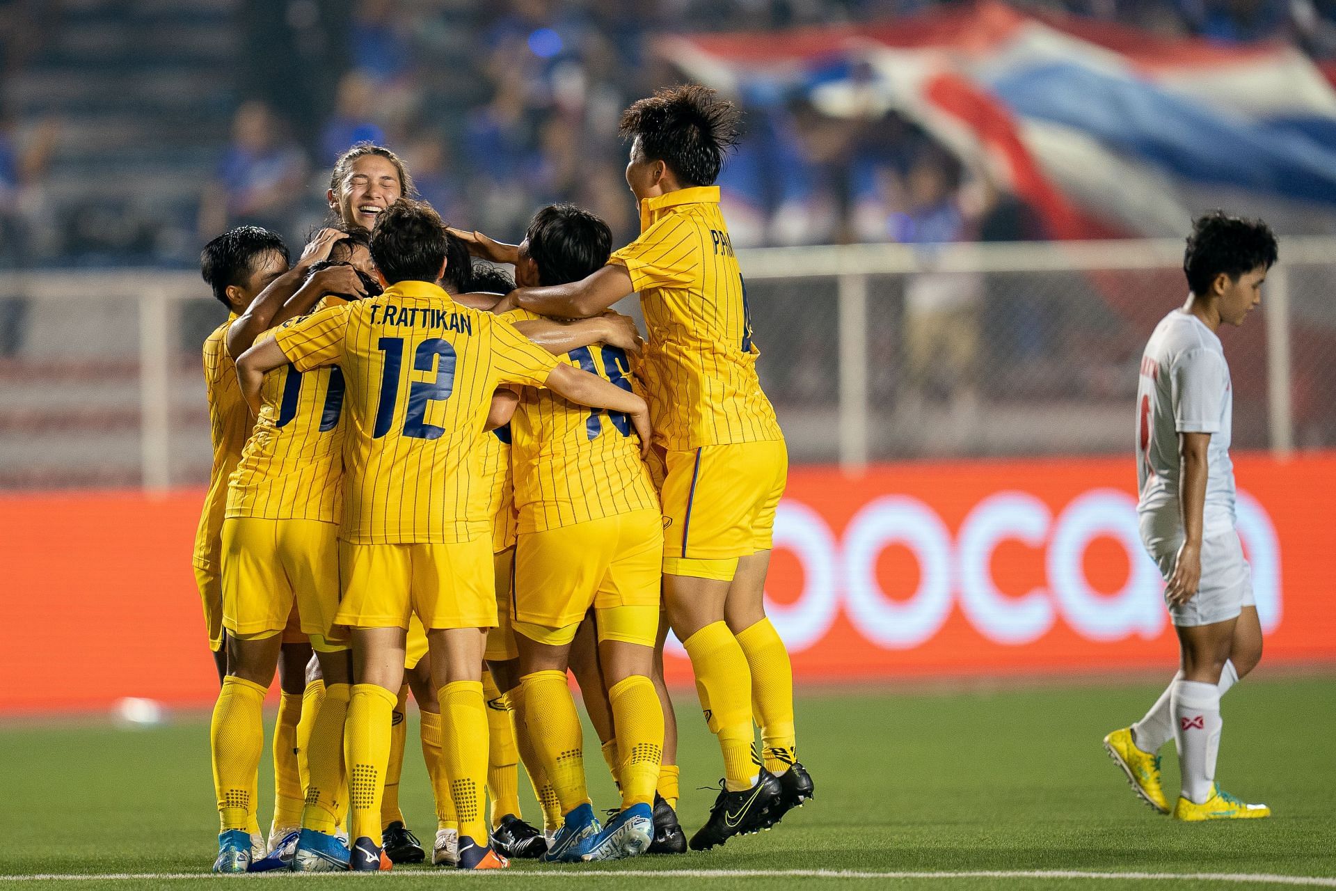 Thailand Women&#039;s Football Team in action during the Southeast Asian Games - Day 5
