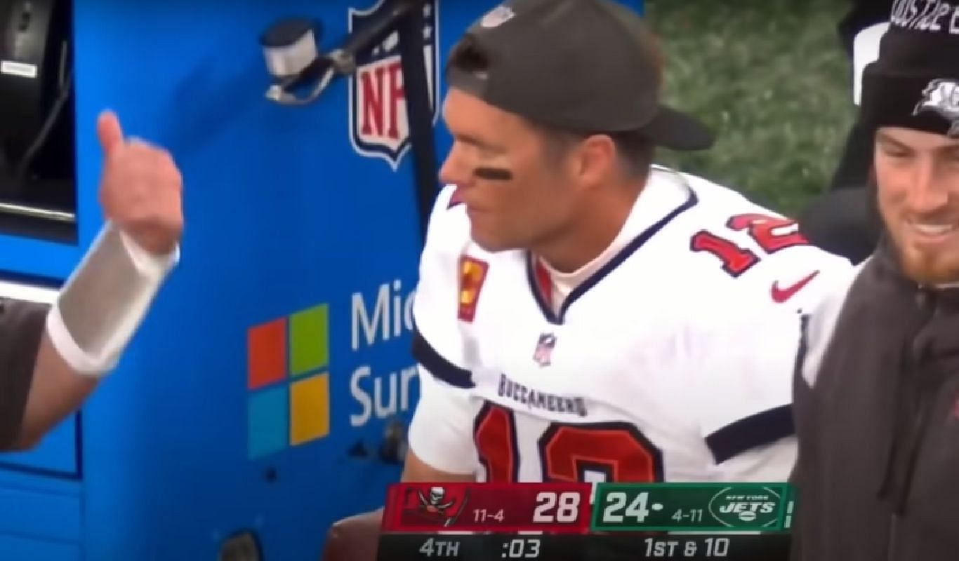 Tom Brady after a one-handed catch - Credit: @Fox Sports and Sports Man on YouTube