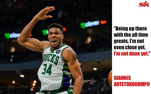 Giannis Antetokounmpo #34 of the Milwaukee Bucks has averaged 32.8 points in his last 8 games. He is one of the possible MVP candidates of the 2021-22 NBA season.