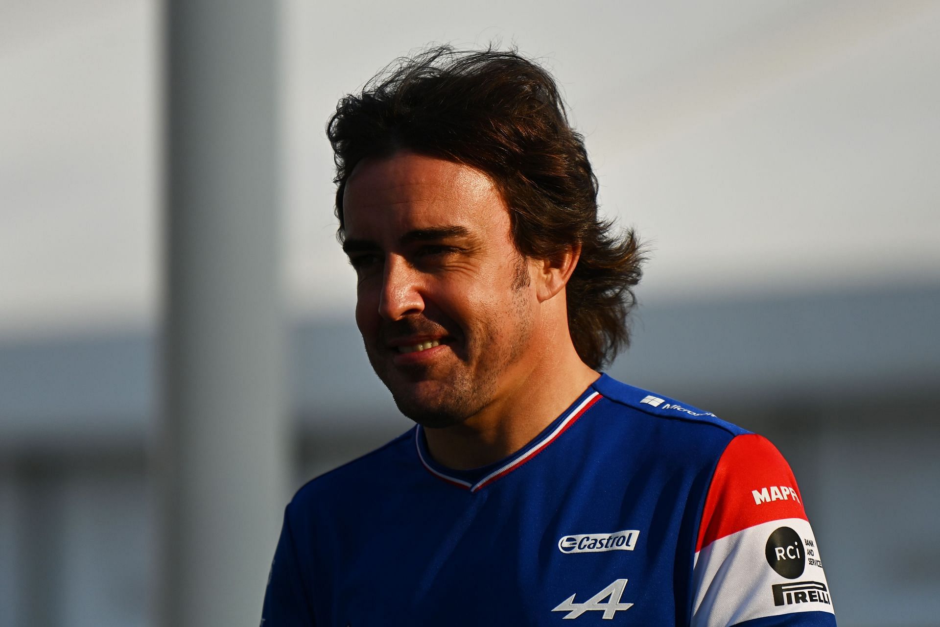 Fernando Alonso of Alpine F1 Team in the Paddock in Doha, Qatar (Photo by Clive Mason/Getty Images)