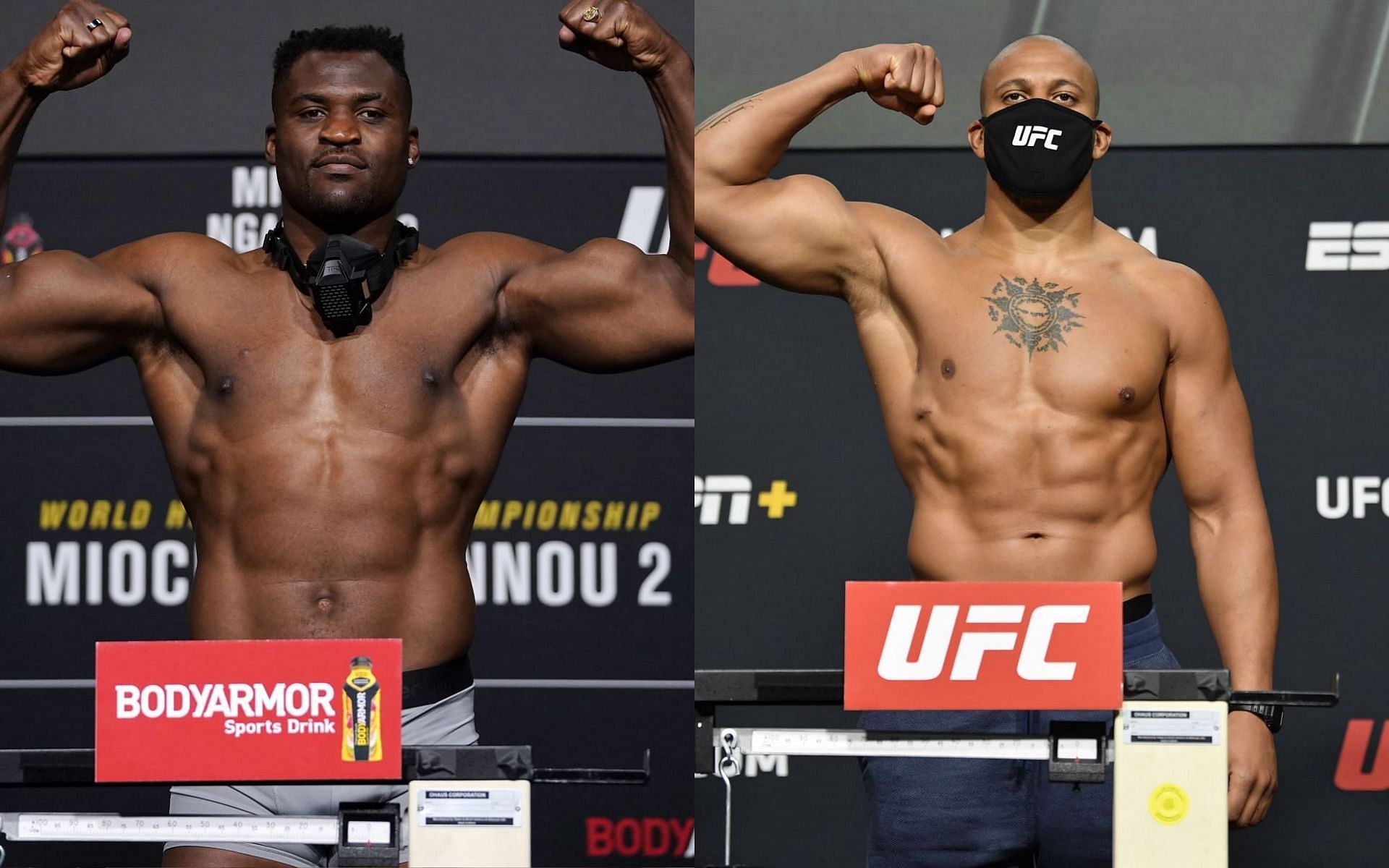 Francis Ngannou (left) &amp; Ciryl Gane (right)