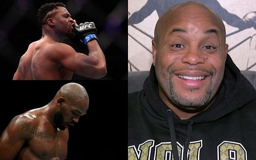 Francis Ngannou (top), Jon Jones (bottom), Daniel Cormier (right)