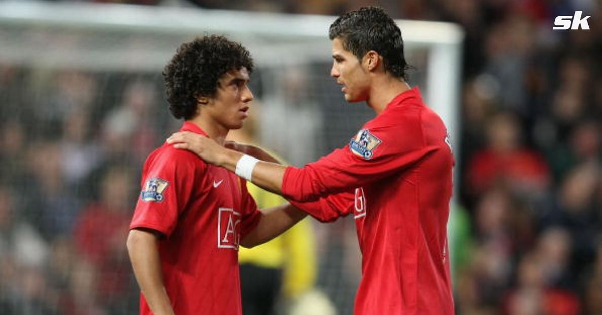 Rafael and Cristiano Ronaldo in Manchester United colors The Portuguese star in action for the Red Devils