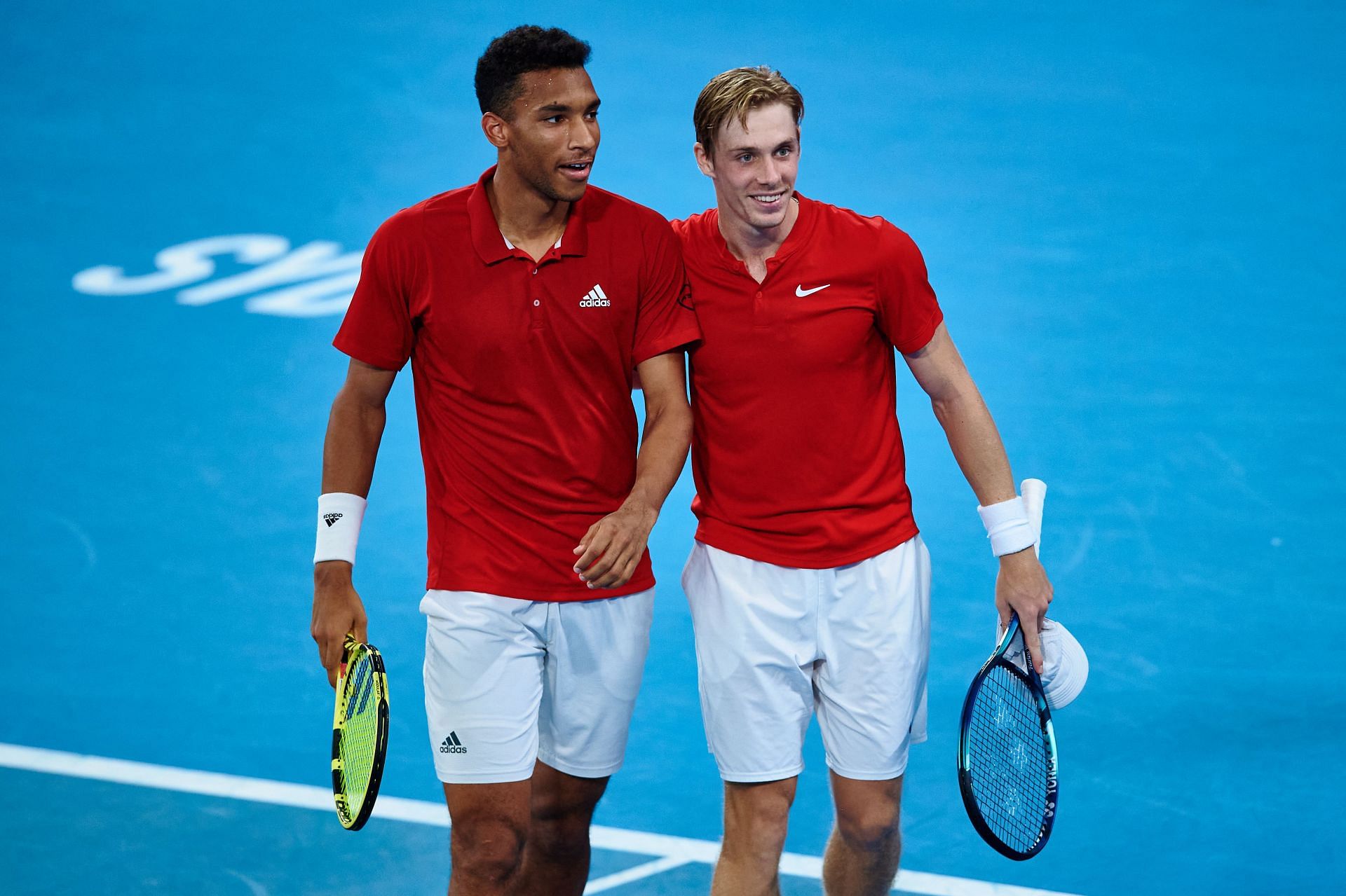 Felix Auger-Aliassime with Denis Shapovalov at the ATP Cup 2022