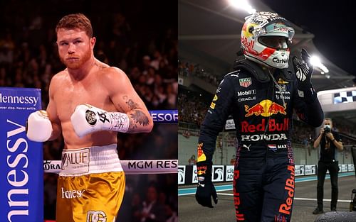 Boxing world champion Canelo Alvarez (left) and reigning Formula One champ Max Verstappen (right)