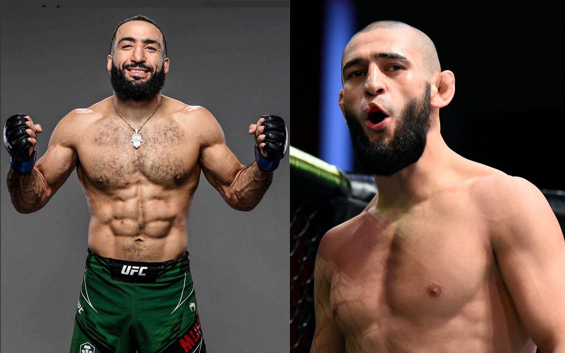 Belal Muhammad (left), Khamzat Chimaev (right) [Credits: @bullyb170 via Instagram]