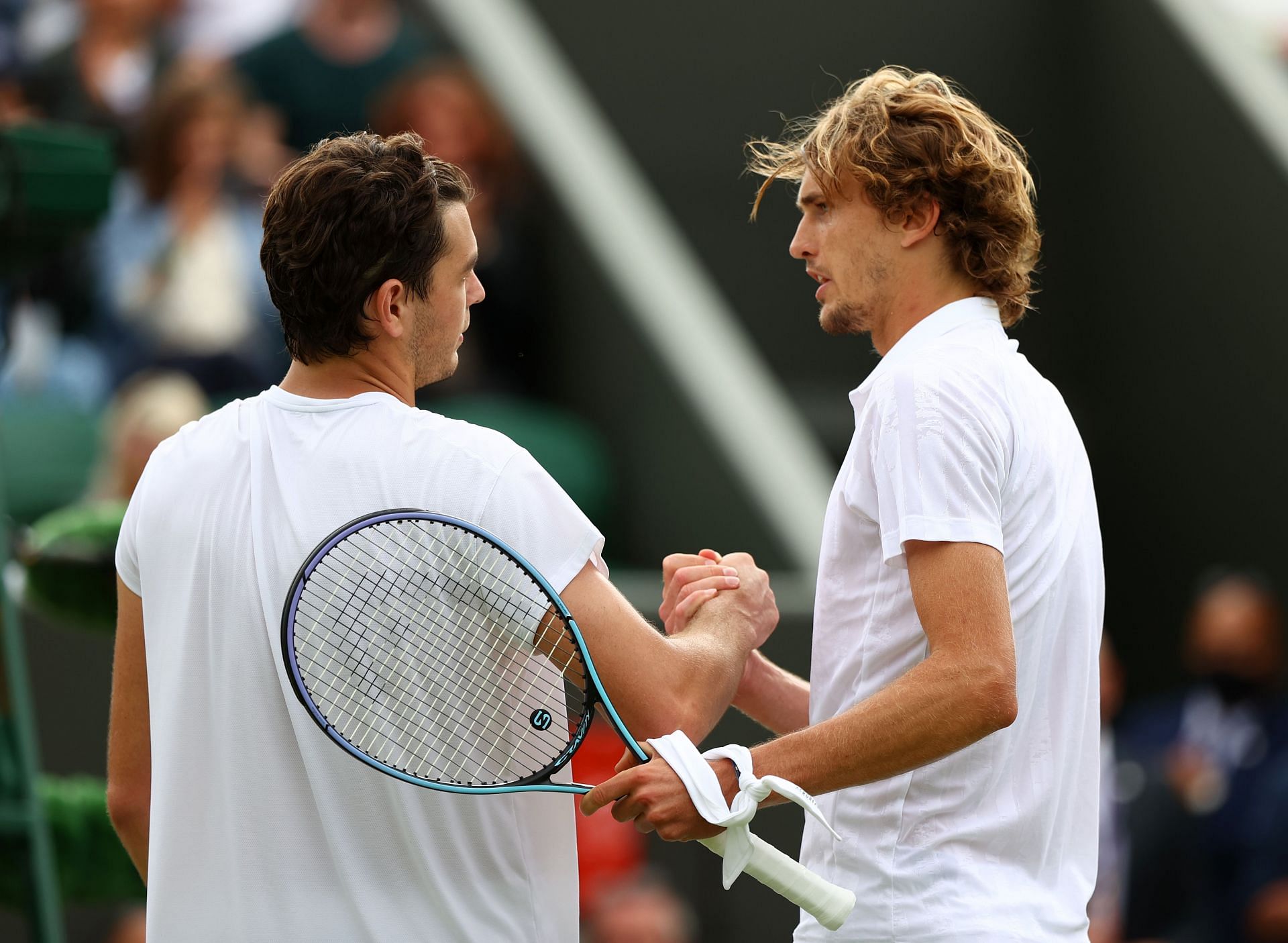 Taylor Fritz and Alexander Zverev at the Wimbledon Championships 2021