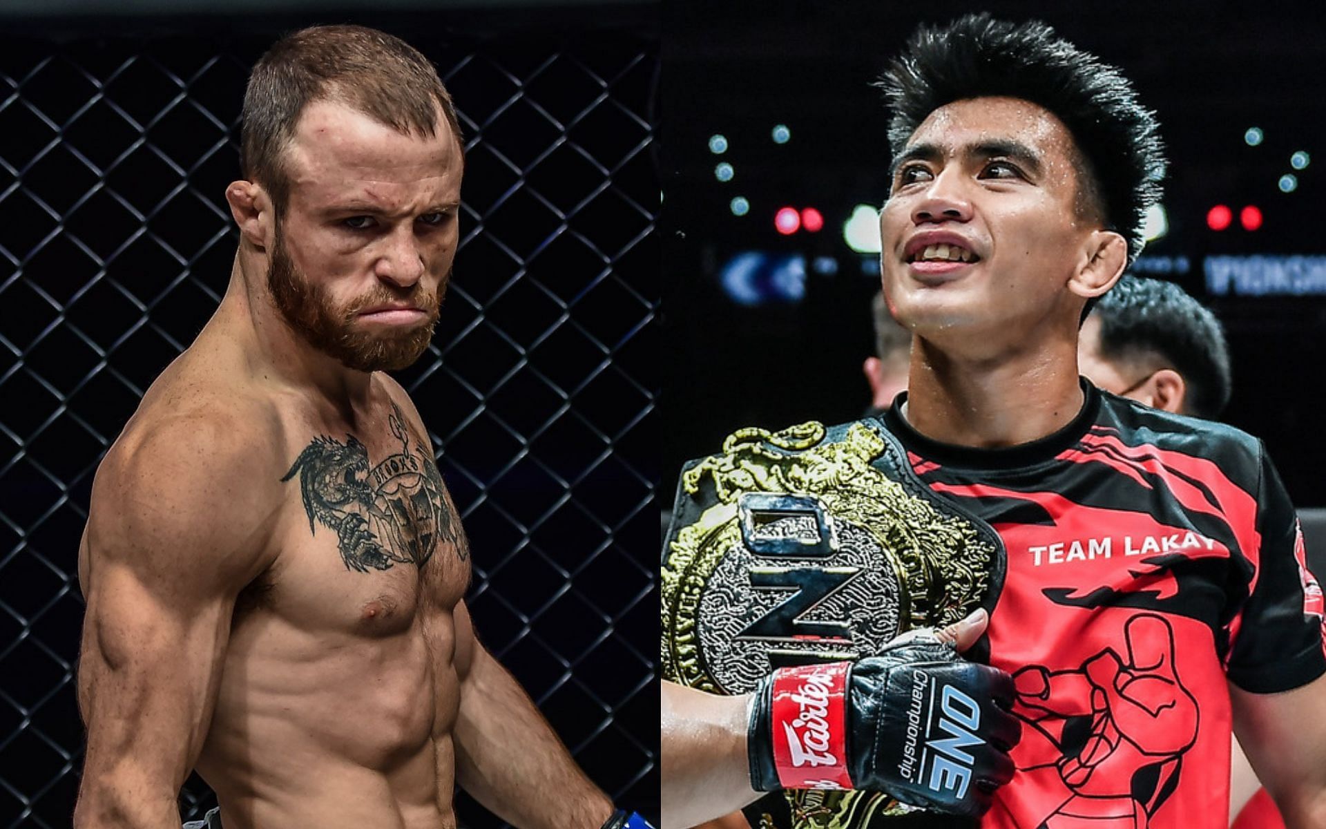 Joshua Pacio (right) shrugs off Jarred Brooks&#039; (left) comments about Team Lakay | Photo: ONE Championship