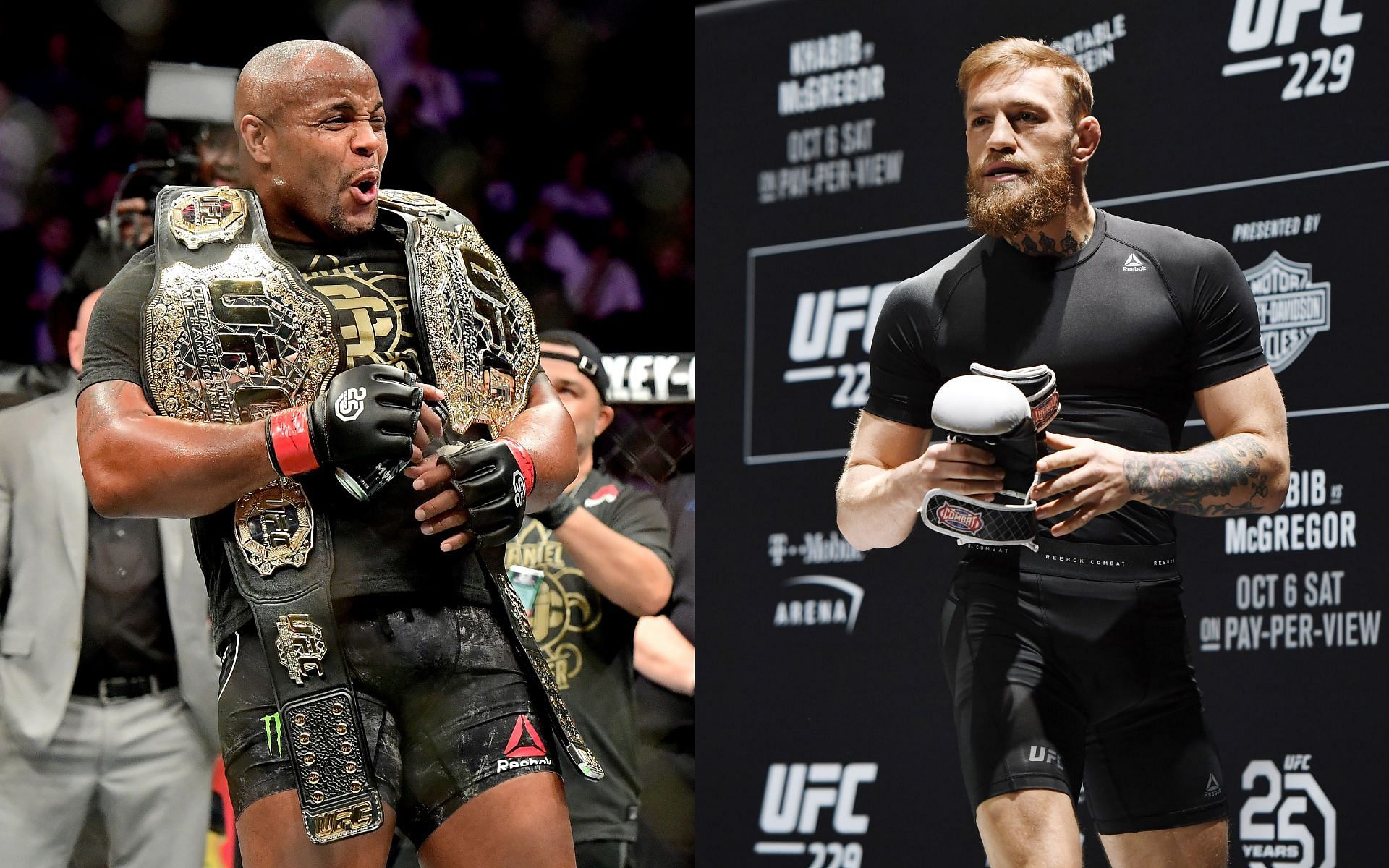 Former two-division UFC champions Daniel Cormier (left) and Conor McGregor (right)