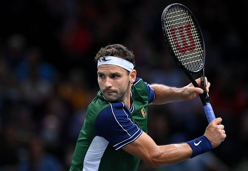 Grigor Dimitrov at the 2021 Rolex Paris Masters - Day Four