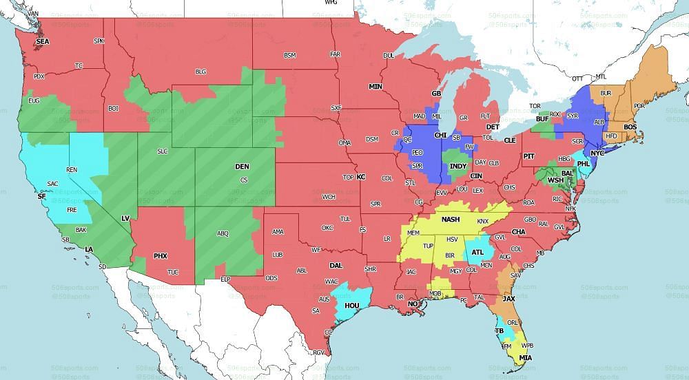 CBS Coverage Map for the games of Week 17