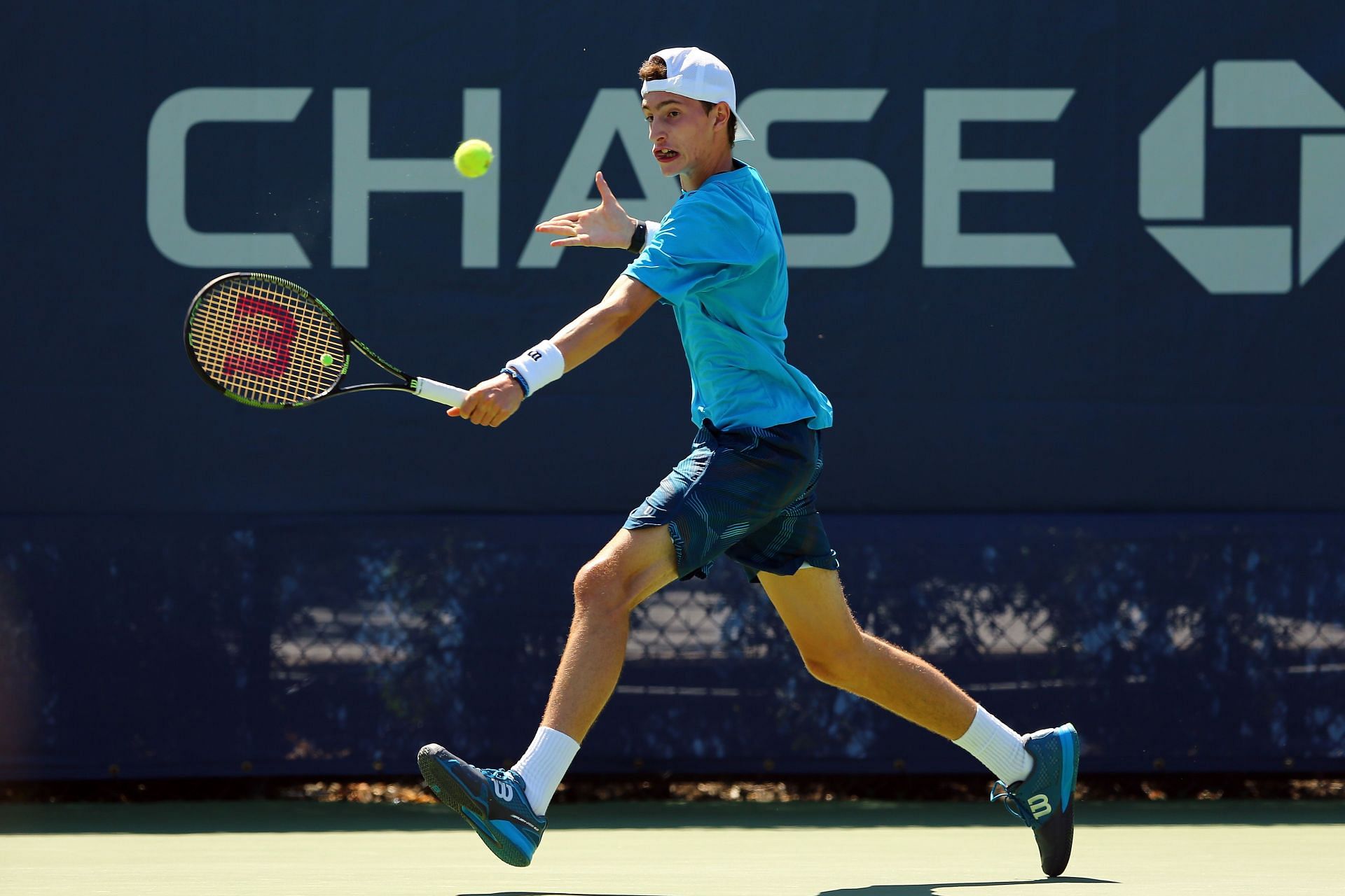 Humbert during a 2015 US Open boys&#039; singles match