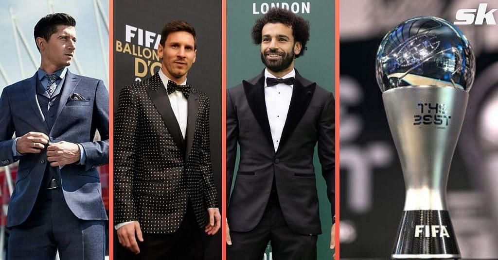 Robert Lewandowski, Lionel Messi and Mohamed Salah (from left to right)