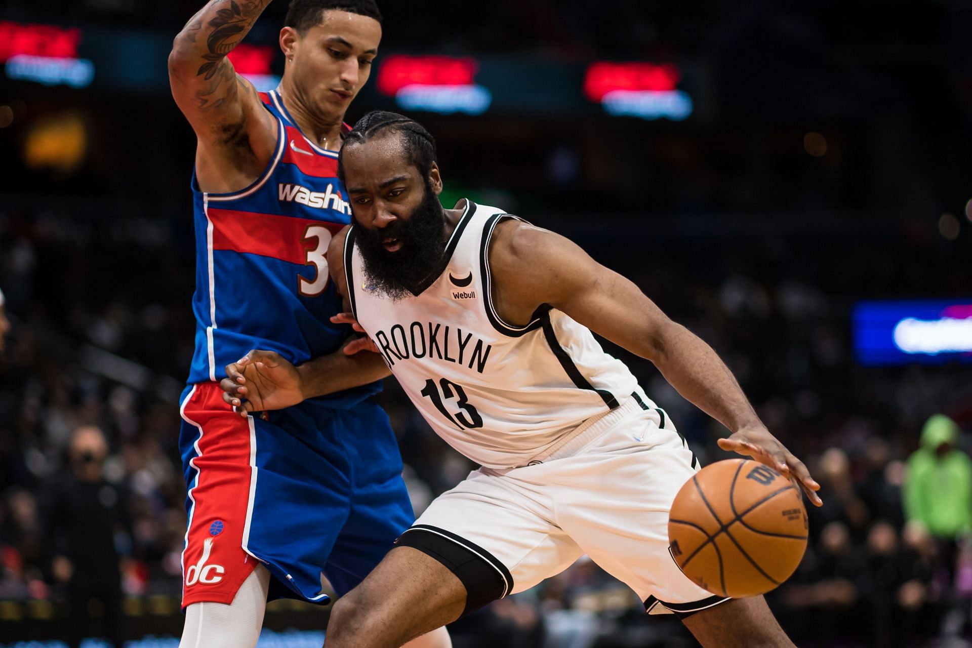 Brooklyn Nets guard James Harden with the ball