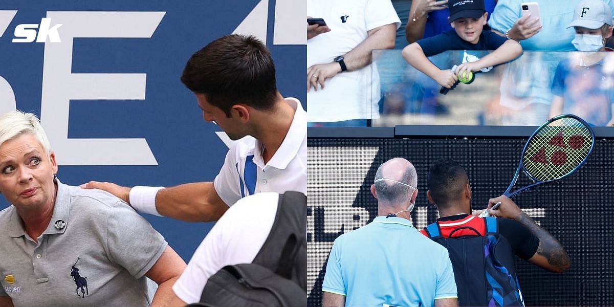 Novak Djokovic and Nick Kyrgios have both accidentally hit someone with a ball