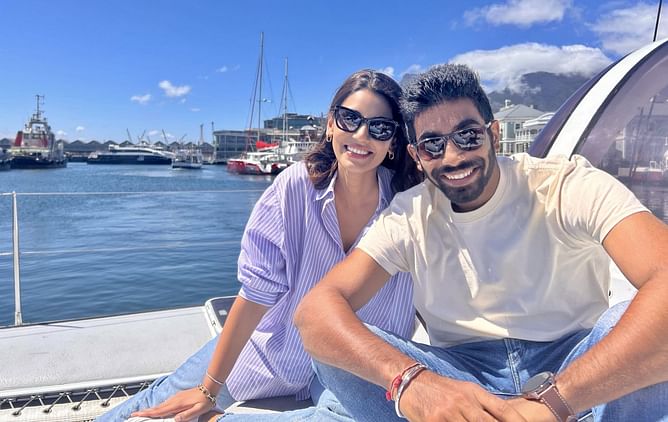 [In pics] Jasprit Bumrah enjoys the sun and sea on a boat with Sanjana Ganesan