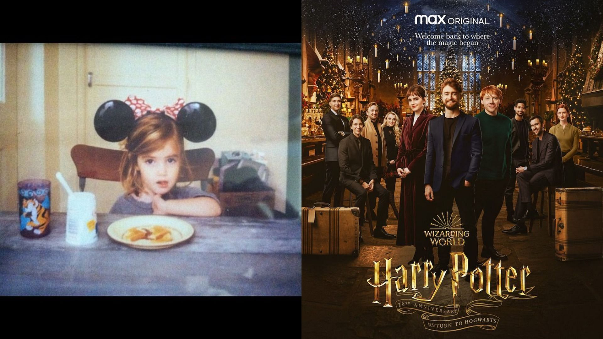 Potterheads had a meltdown over Emma Roberts childhood photo in Harry Potter reunion (Image via Instagram/emmaroberts and HBO Max)