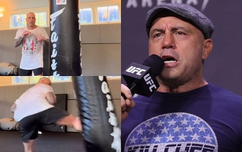 Rogan's workout (left); Joe Rogan (right) (*Images courtesy: Left; @joerogan Instagram. Right; Getty)