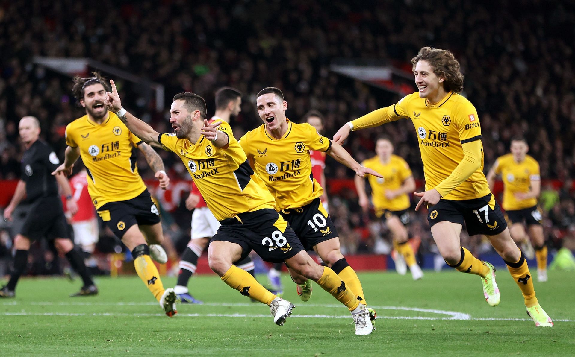 Joao Moutinho (second from left) scored a stunning goal to win the game