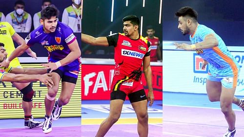 Naveen Kumar (Dabang Delhi), Pawan Sehrawat (Bengaluru Bulls) & Maninder Singh (Bengal Warriors)