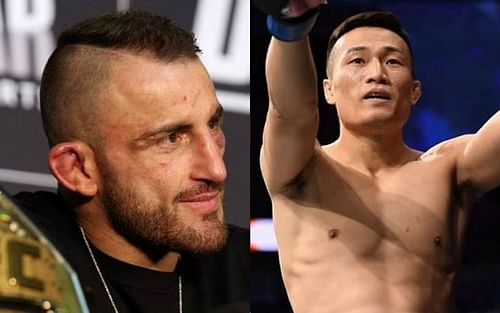 Alexander Volkanovski (left) and Chan Sung Jung (right)