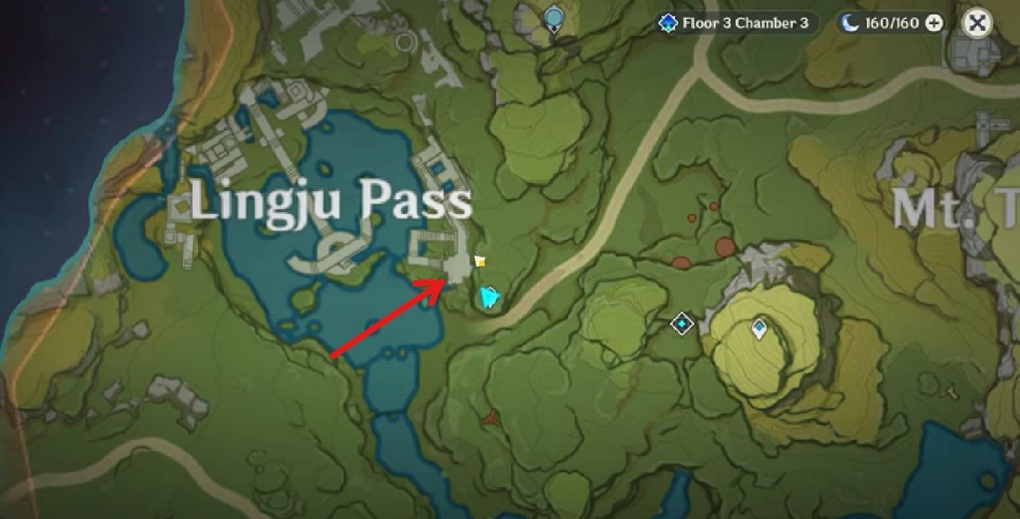 Find the diary on this location in Lingju Pass (Image via Genshin Impact)