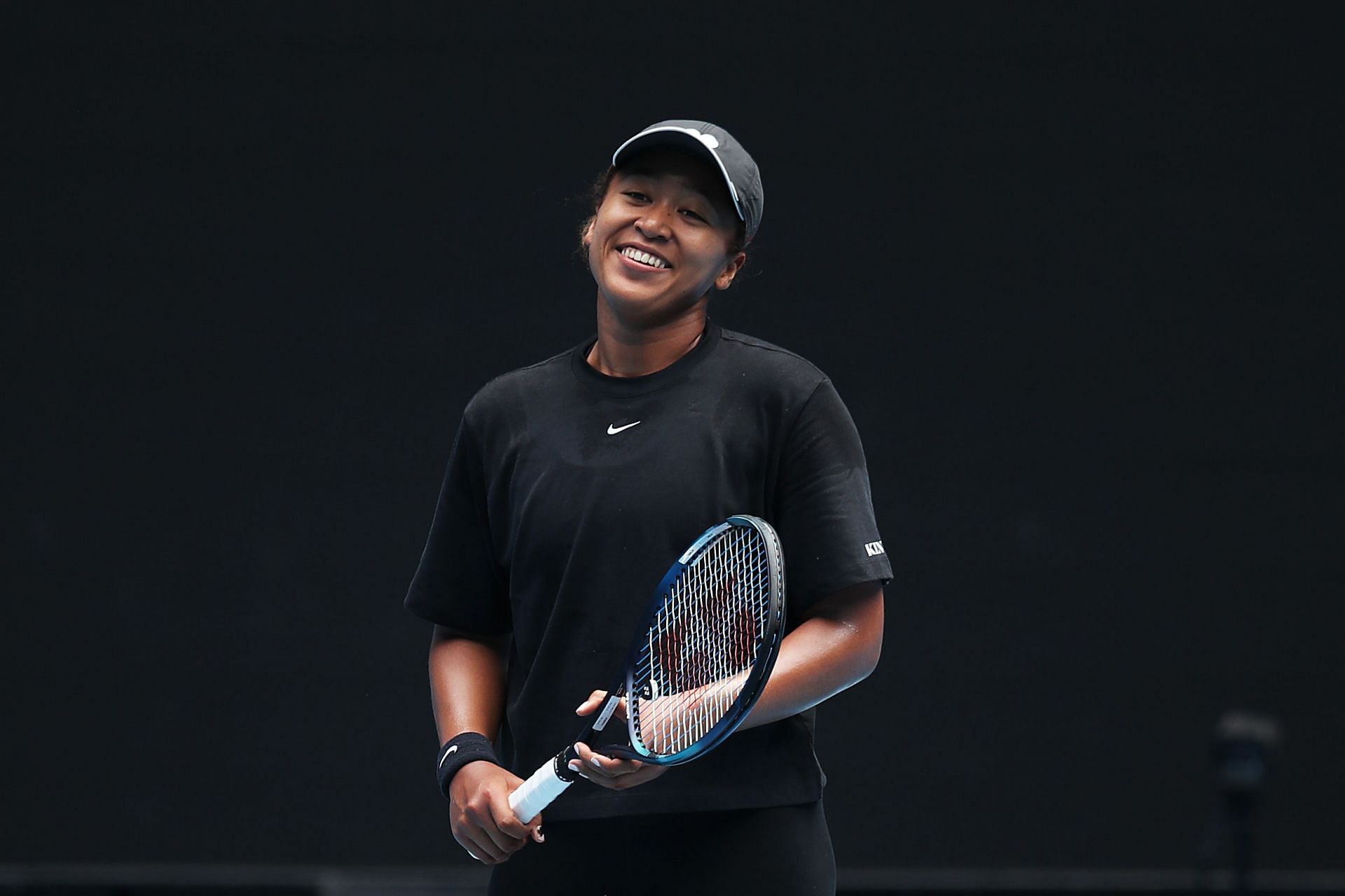 Naomi Osaka during a practice session