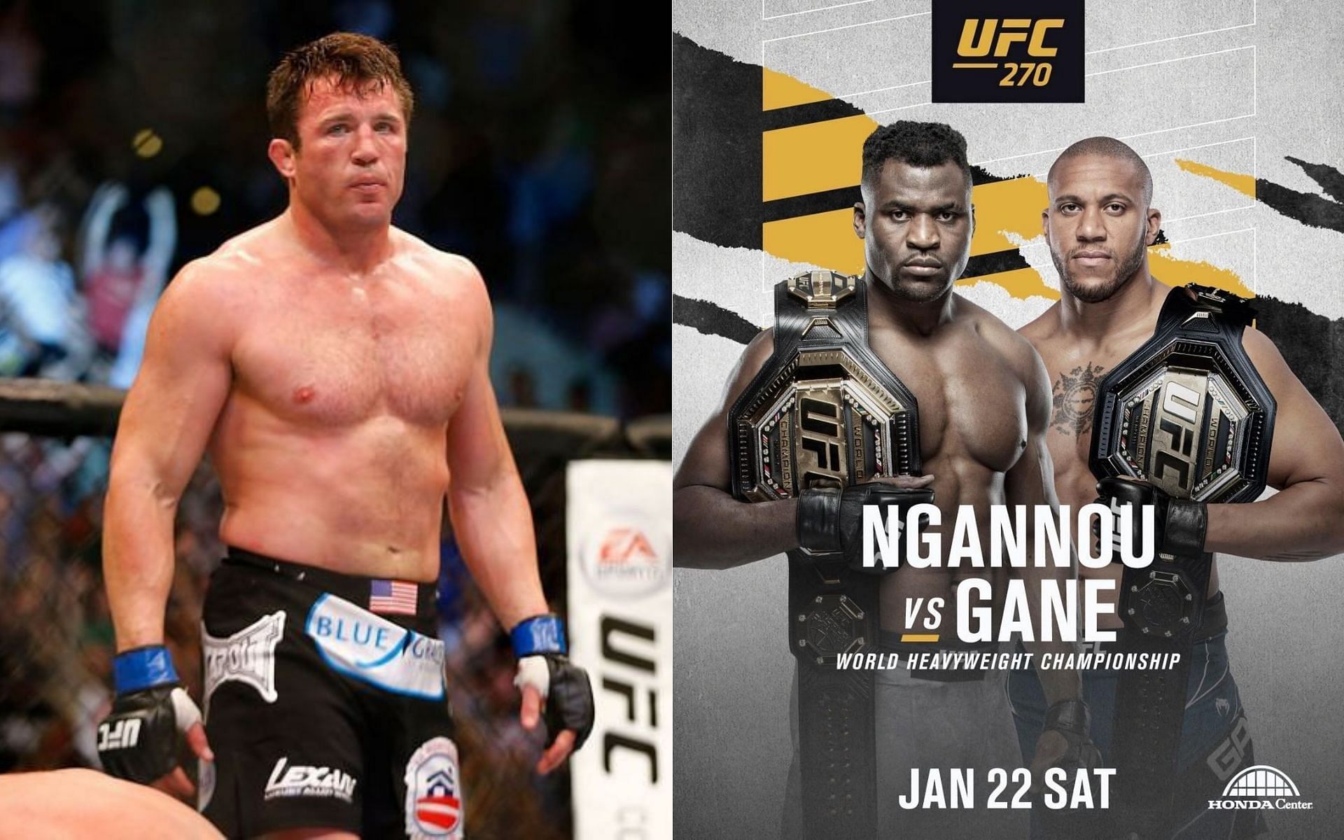 Chael Sonnen (left) and Francis Ngannou vs Ciryl Gane (right) [Image credits: @ufc on Instagram]