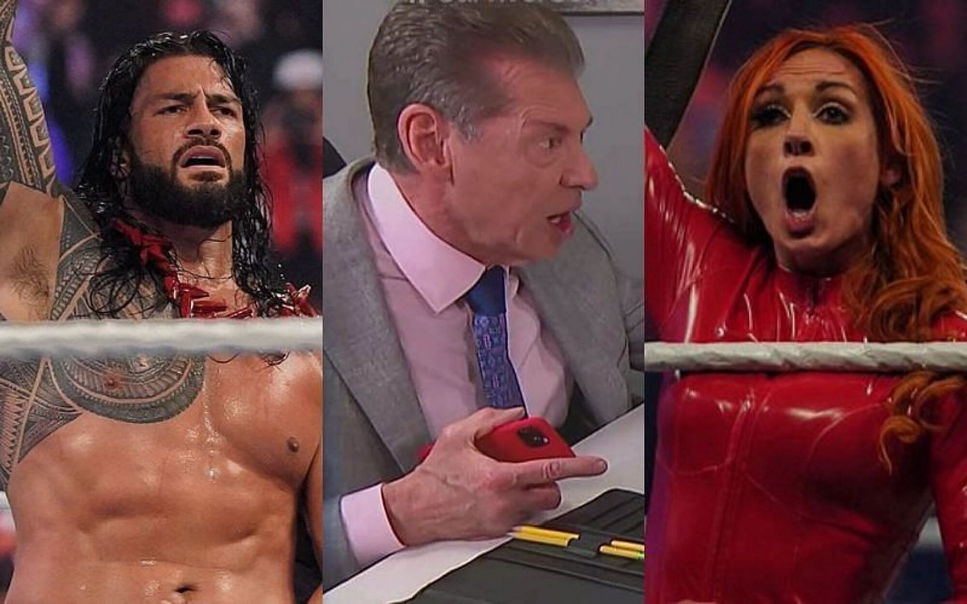 WWE Universal Champion Roman Reigns, Vince McMahon, Becky Lynch