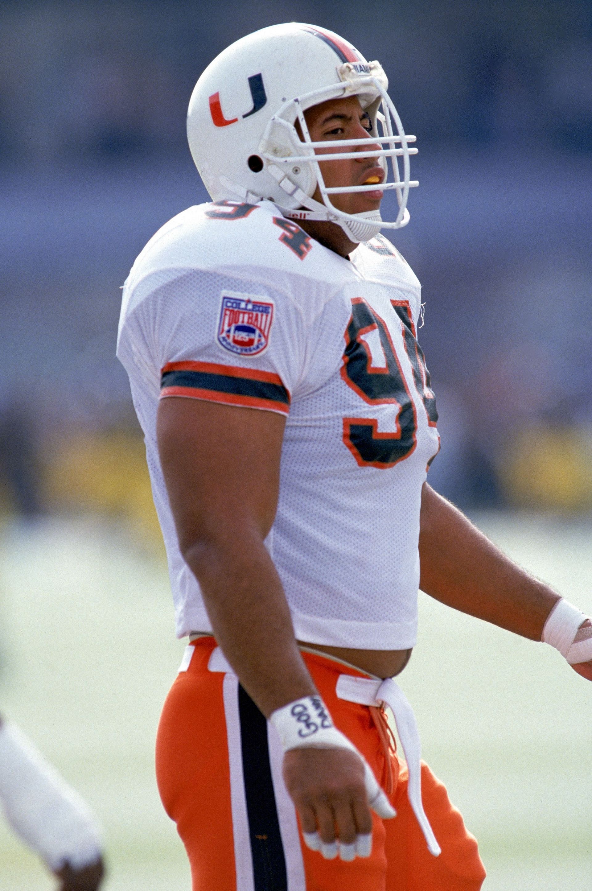 Dwayne Johnson in college for the Miami Hurricanes