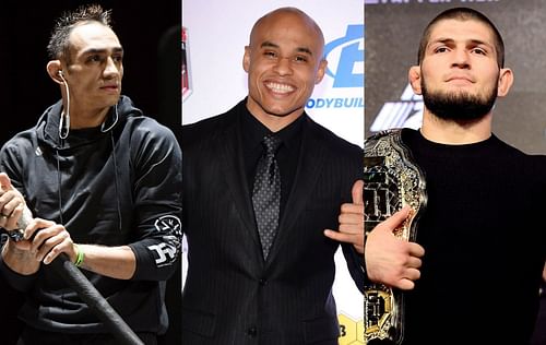 Tony Ferguson (left), Ali Abdelaziz (center) & Khabib Nurmagomedov (right)