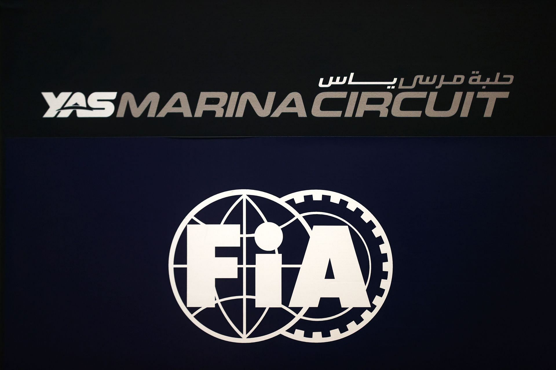The FIA logo is pictured in Abu Dhabi, United Arab Emirates (Photo by Clive Rose/Getty Images)