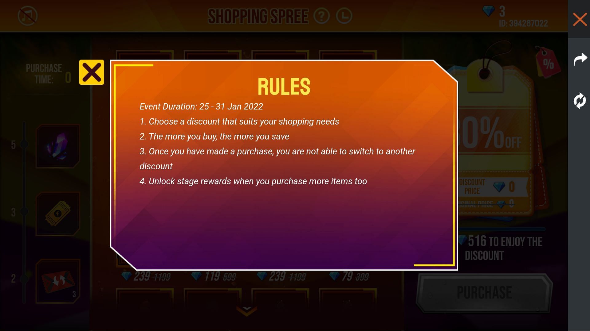 These are the rules of the event (Image via Garena)