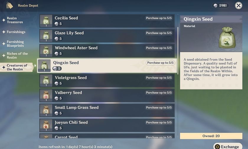 Where to buy & farm Qingxin flowers in Genshin Impact