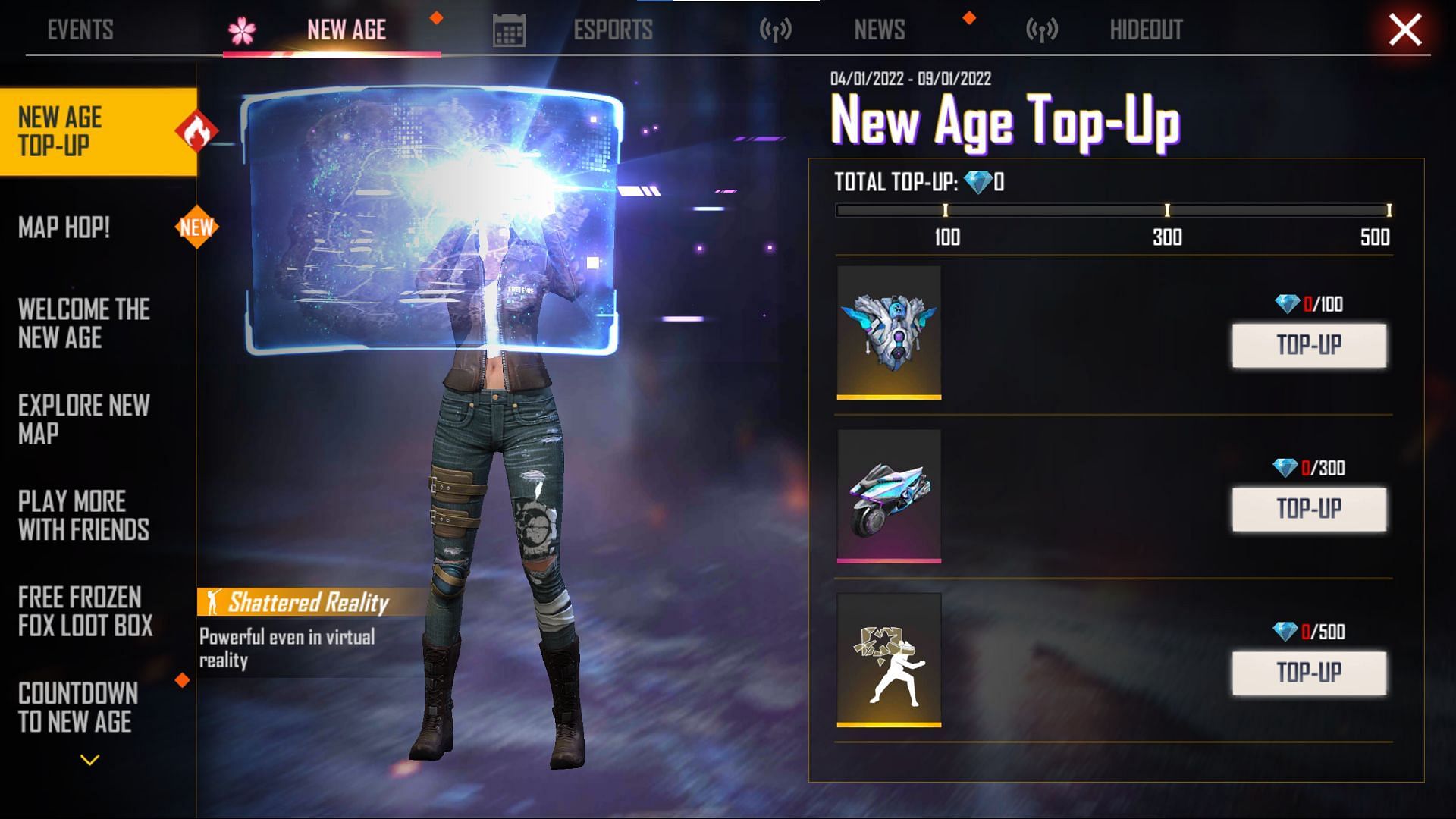 The New Age Top-Up event (Image via Free Fire)